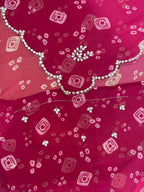 Elegant Bandhani Saree with Handwork Border Detailing