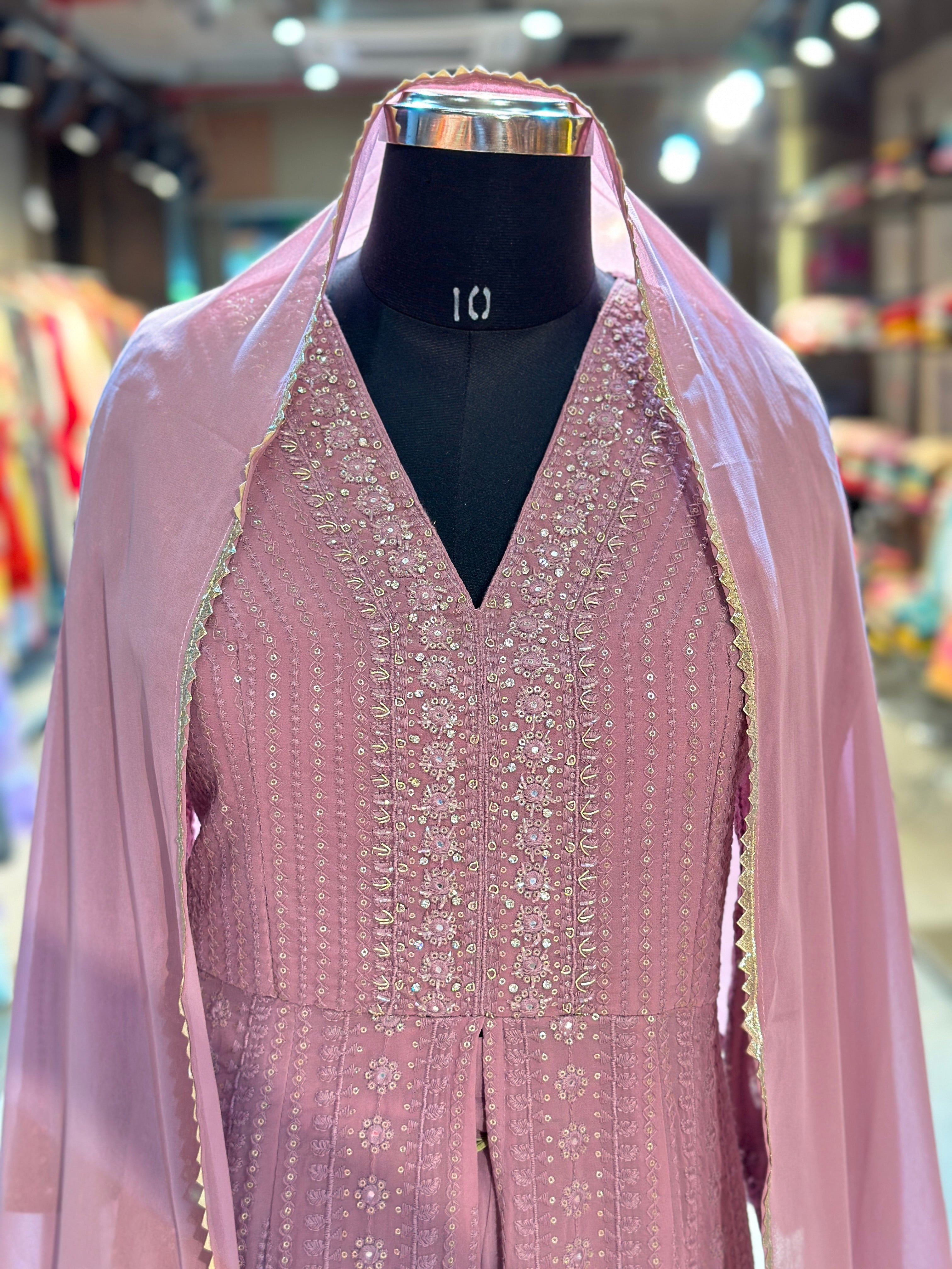 WESTERN FUSION HEAVY WORK ANARKALI SUIT