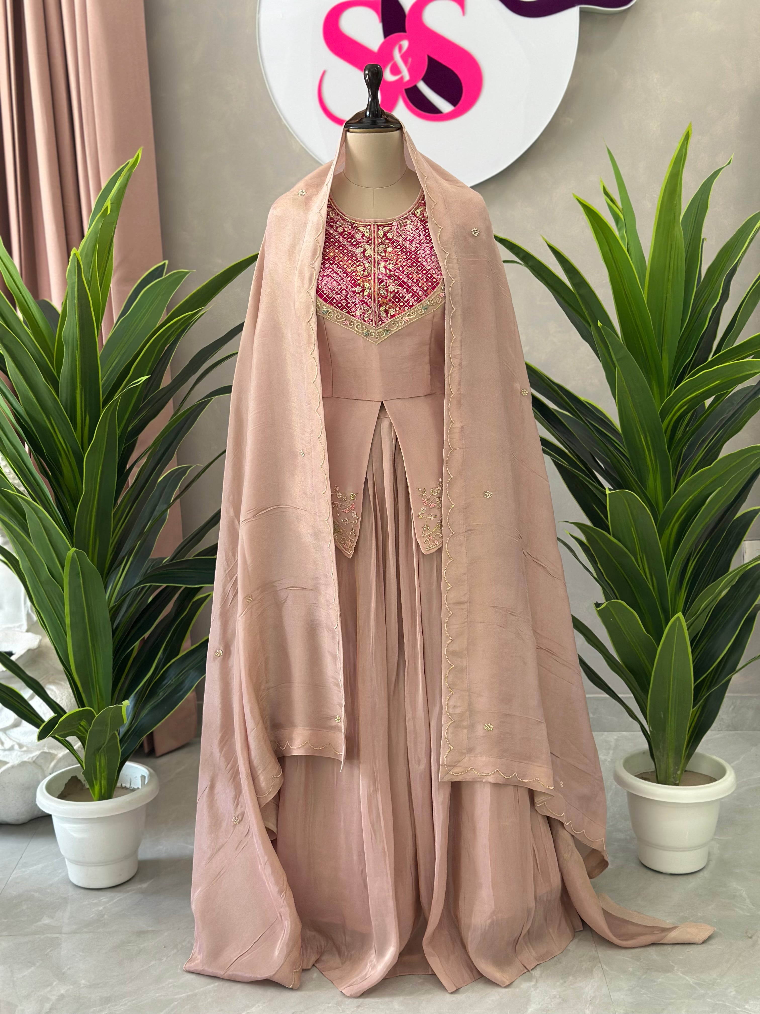 Premium Handwork Pure Zari Tissue Skirt Set