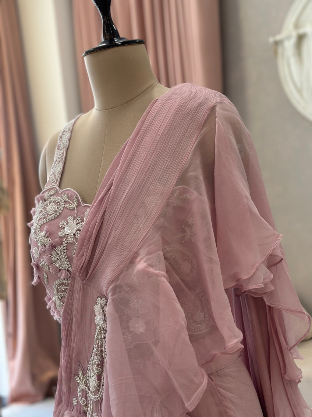 Designer Ruffle Drape Saree