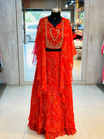 INDO-FUSION BHANDEJ LEHNGA SET