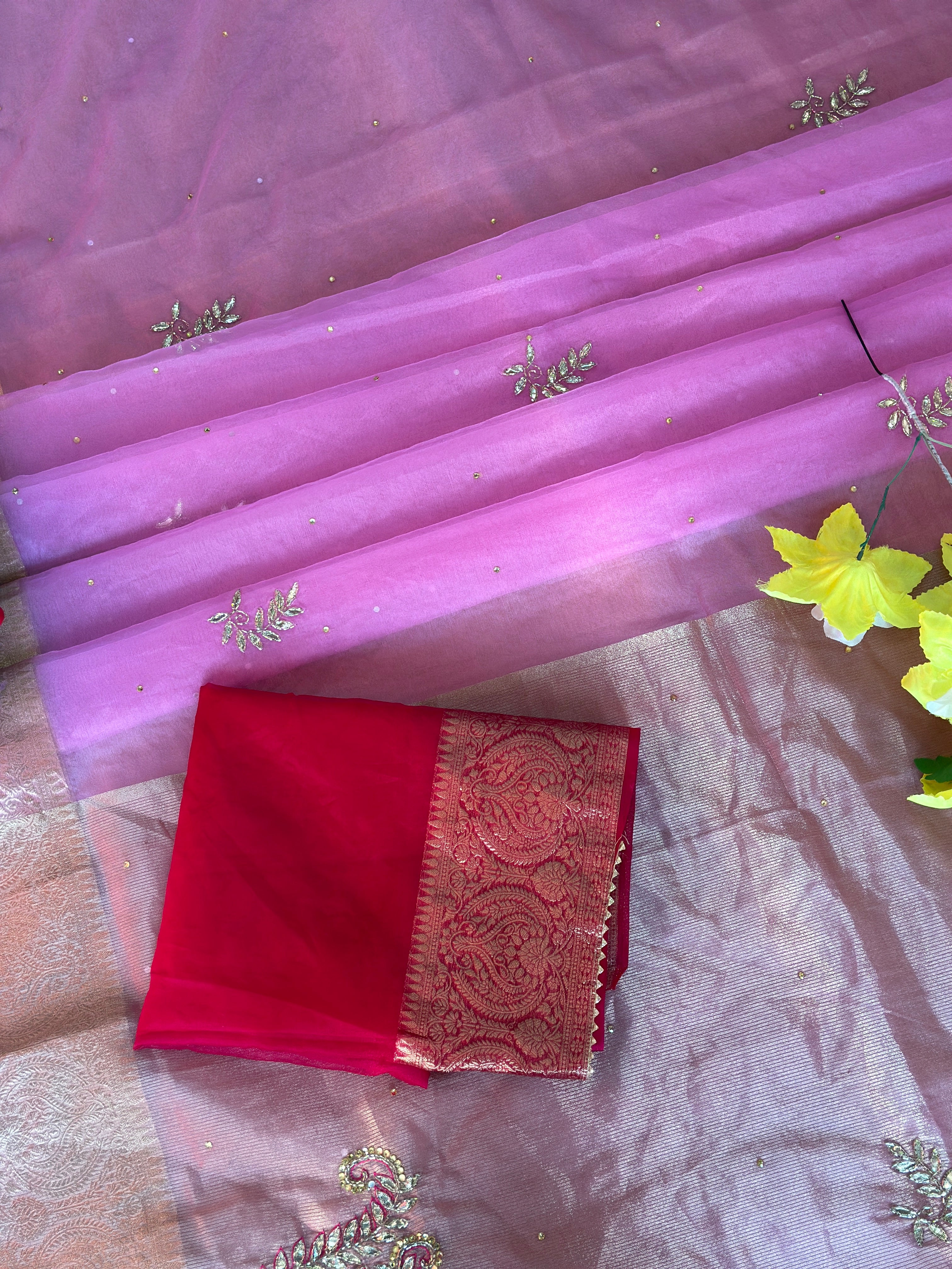 ORGANZA SAREE WITH BEAUTIFUL HANDWORK