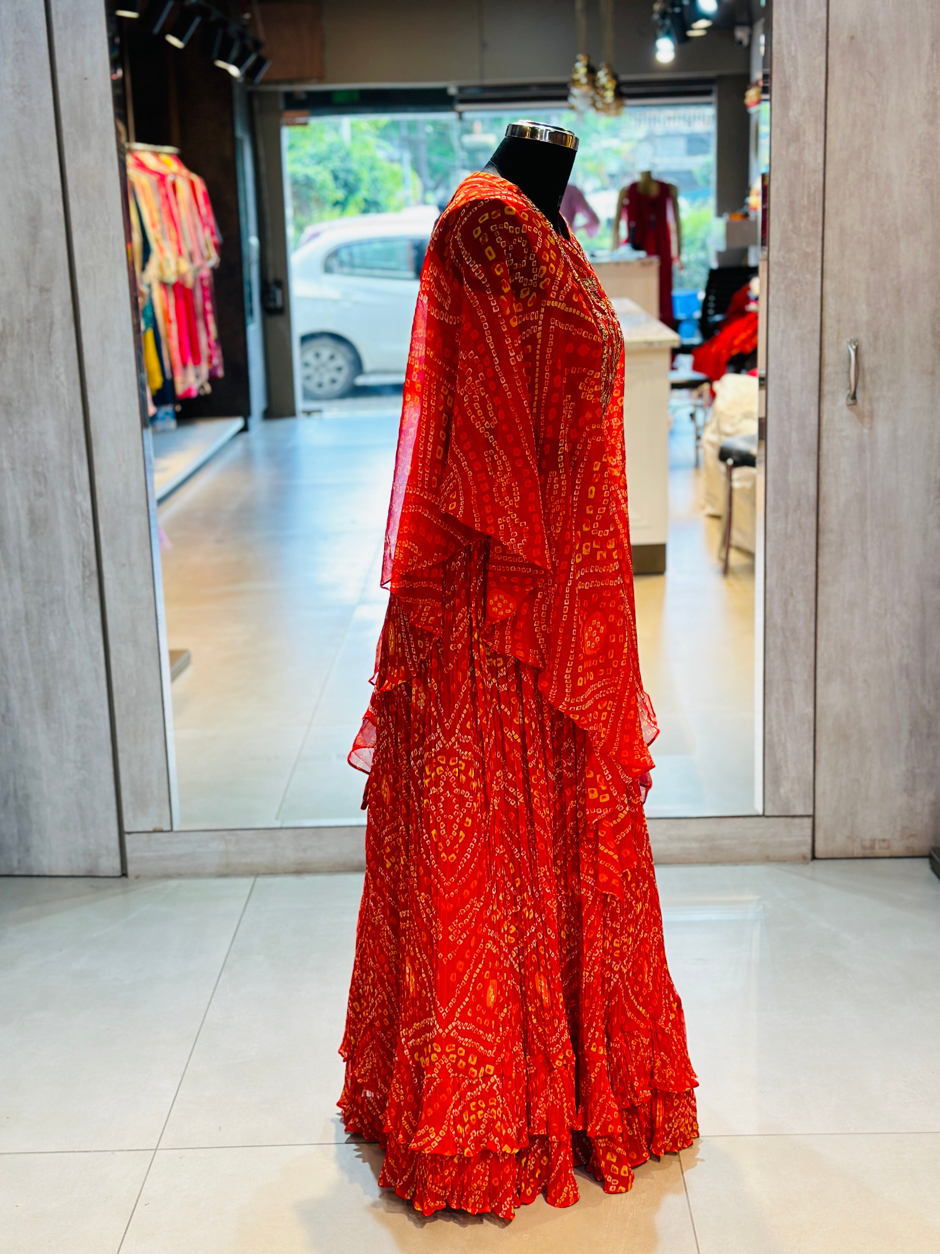 INDO-FUSION BHANDEJ LEHNGA SET