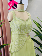 Handwork Crop Top With Flared Plazo