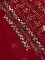 🌹✨Rani Bandhej Saree With Floral Gota Patti Handwork ✨🌹