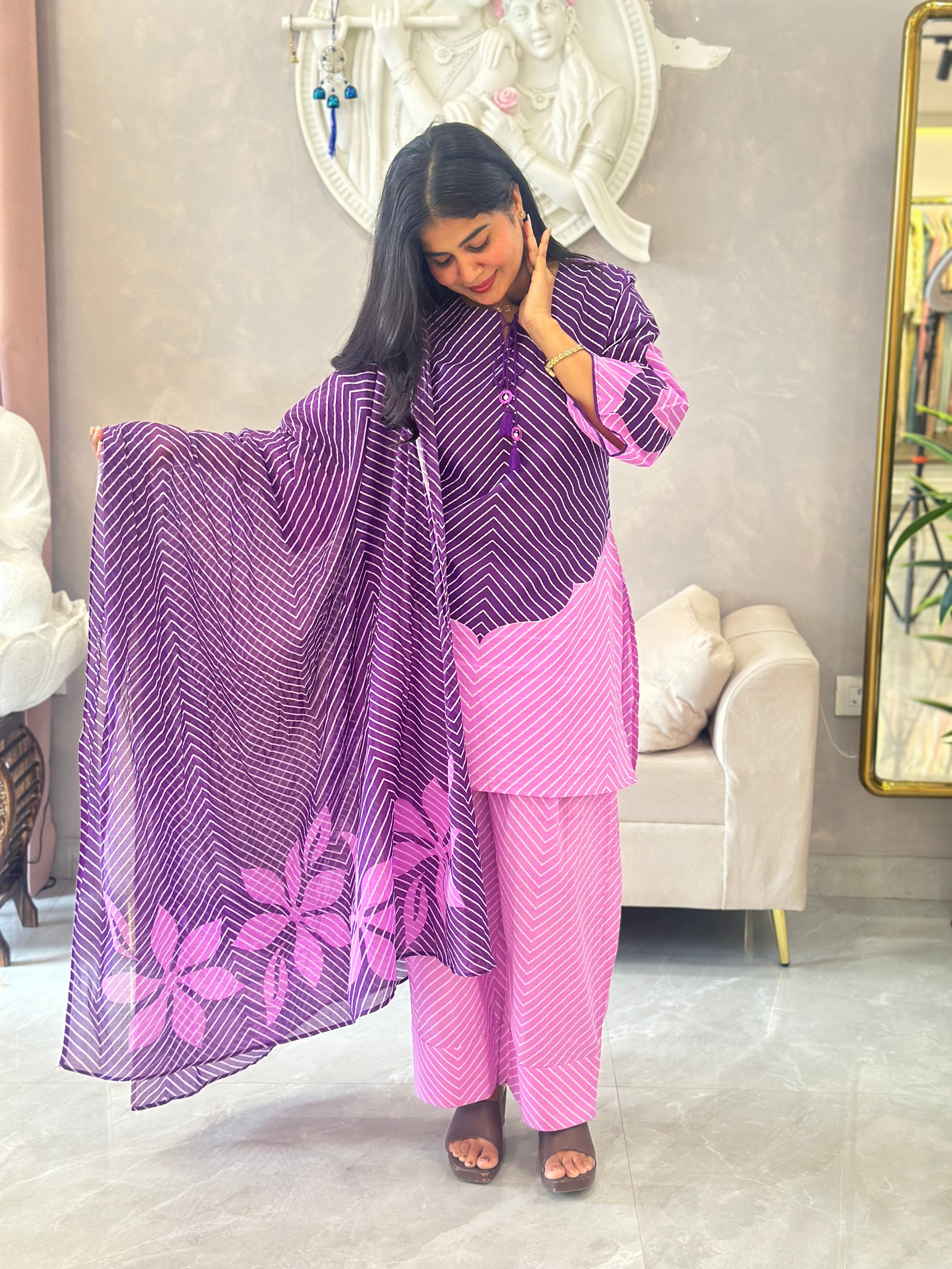 Sawan Special Leheriya Farsi Suit Set