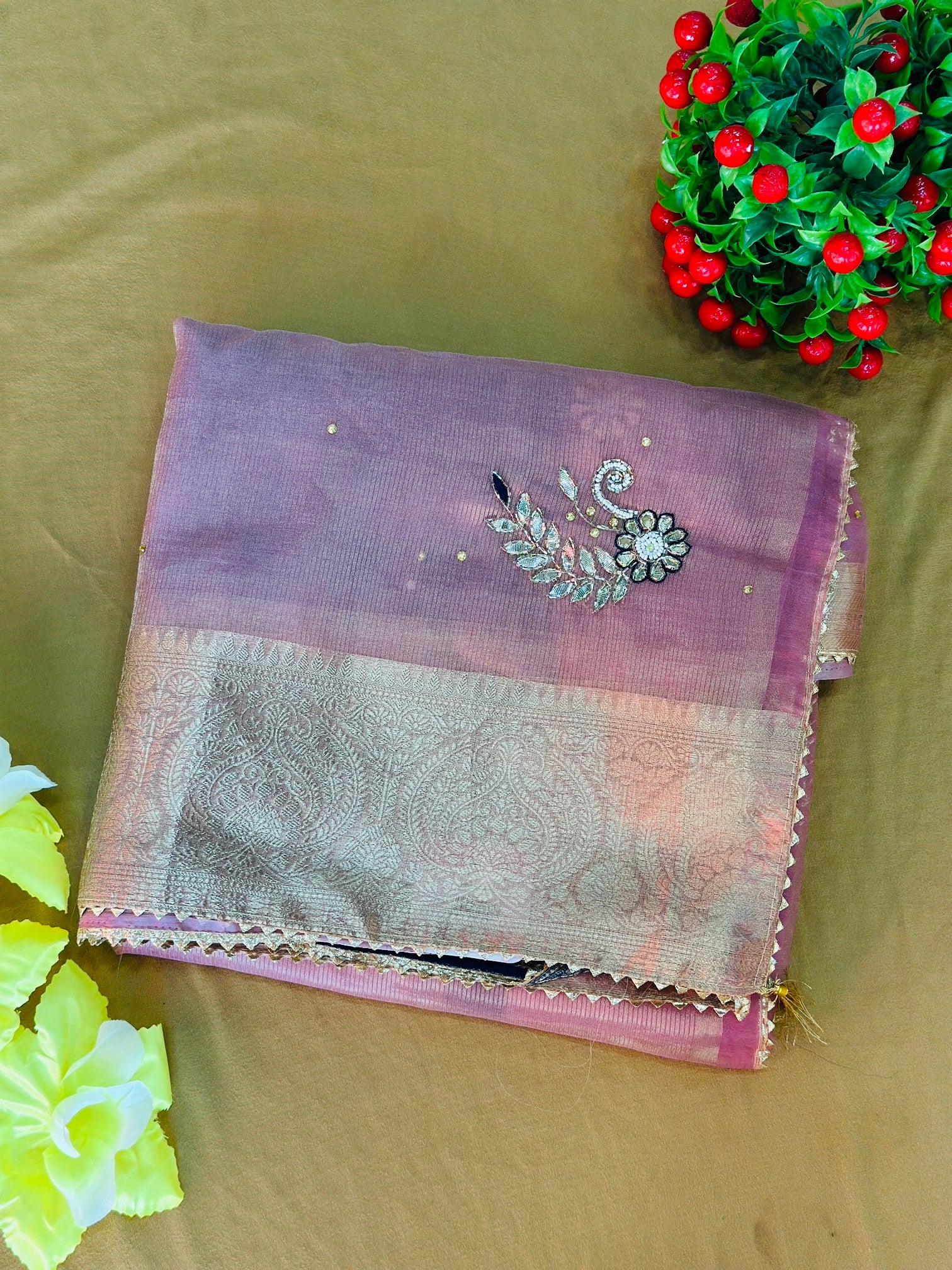 ORGANZA SAREE WITH PREMIUM HANDWORK