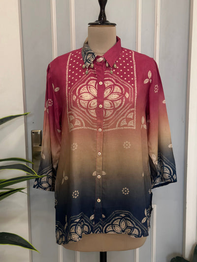 Ombre Bandhani Printed Shirt Top