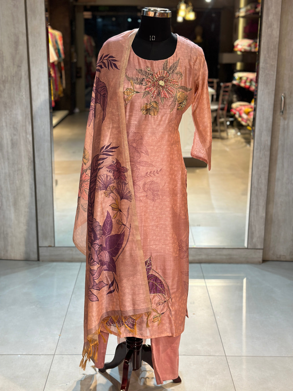 PURE ZARI TISSUE HANDOWORK SUIT SET