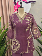 Designer Handwork Peplum Suit with Flowy Palazzo Pants