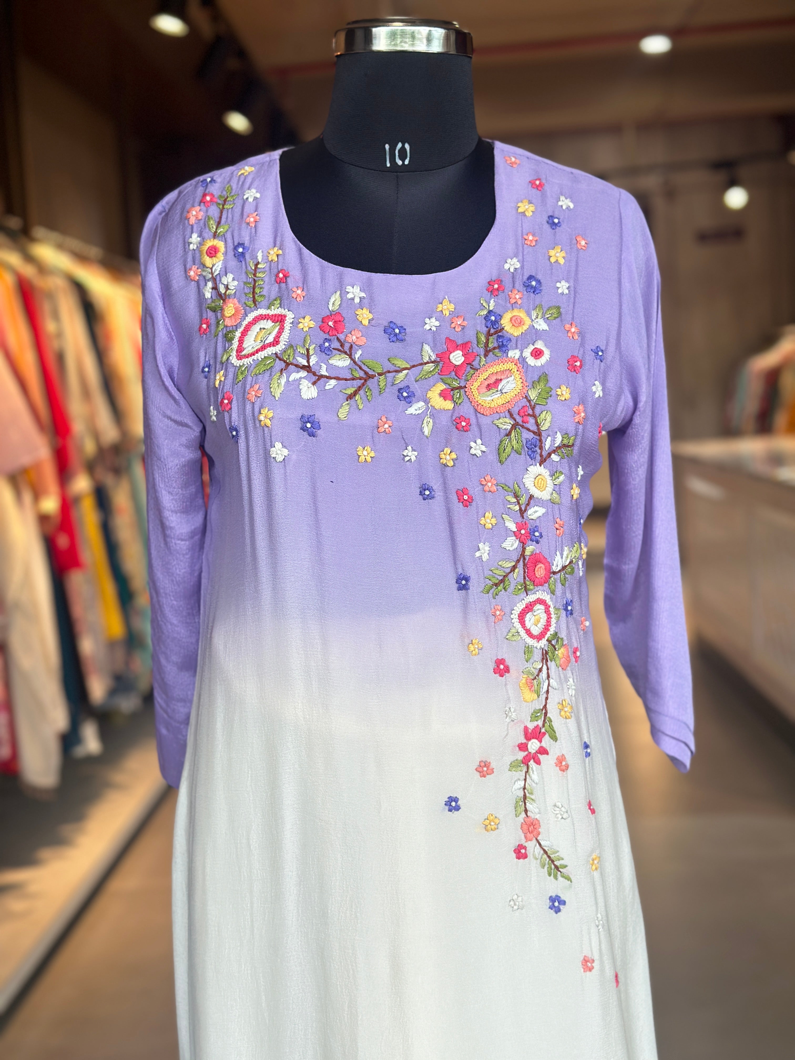 EMBROIDERED PURE CHINON SUIT SET
