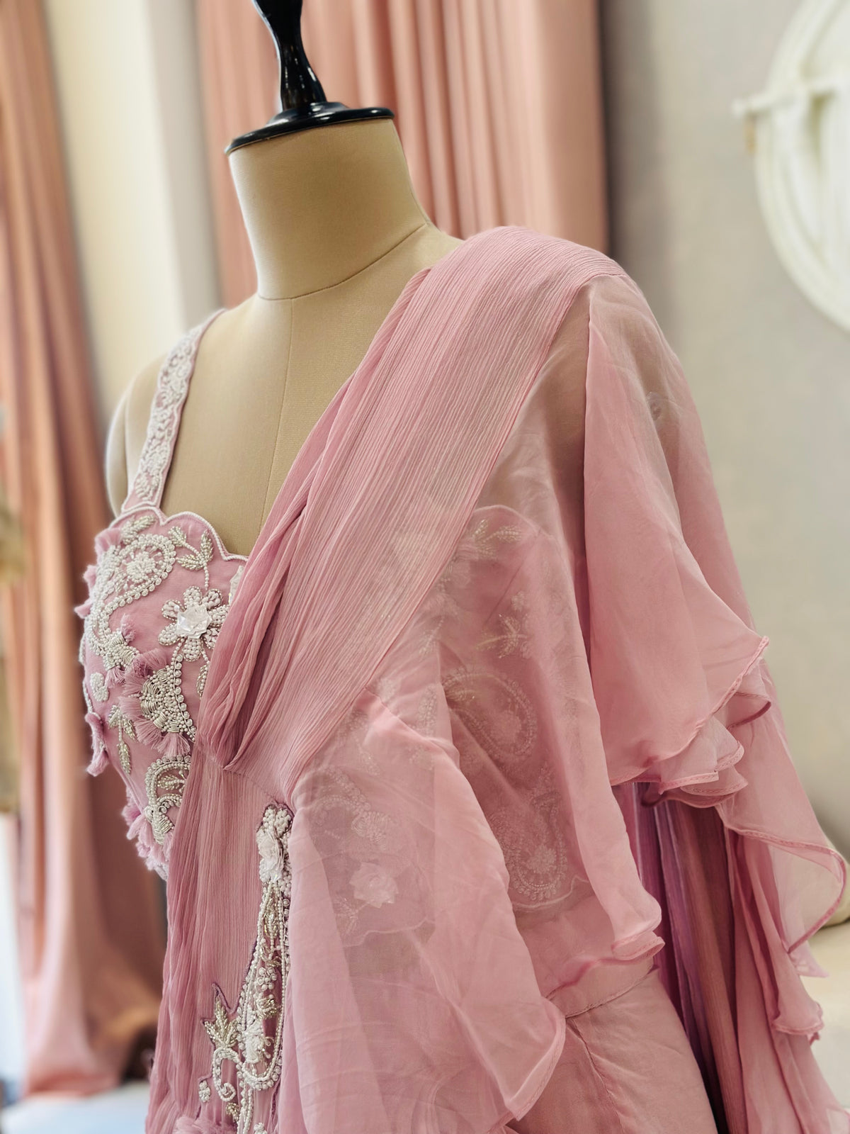 Designer Ruffle Drape Saree