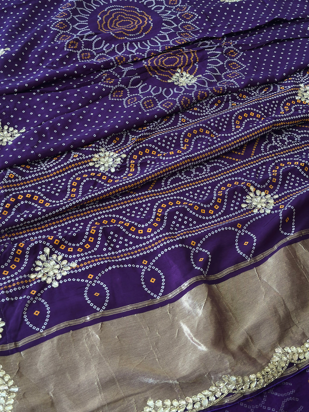 ✨Royal Bandhej Saree with Premium Gota Patti Detailing ✨