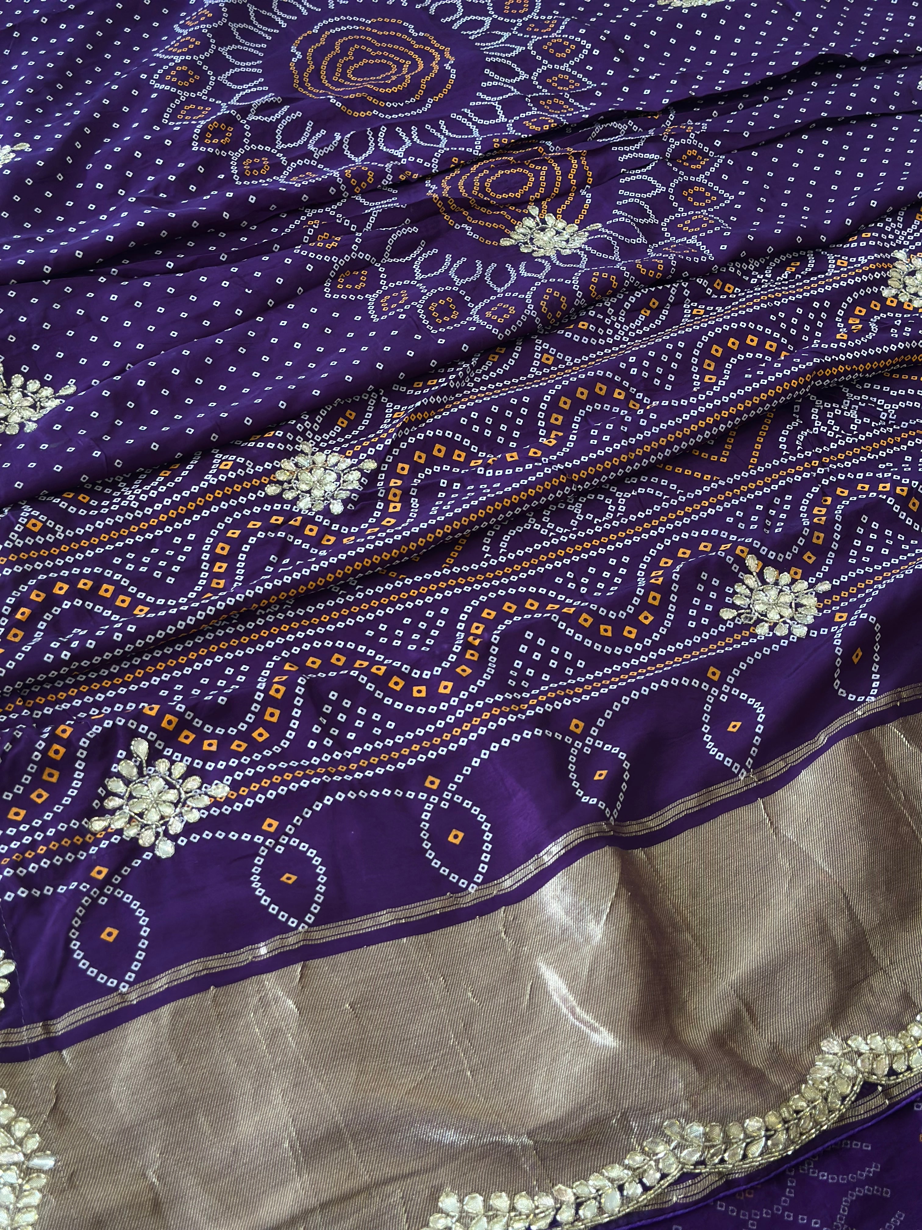 ✨Royal Bandhej Saree with Premium Gota Patti Detailing ✨