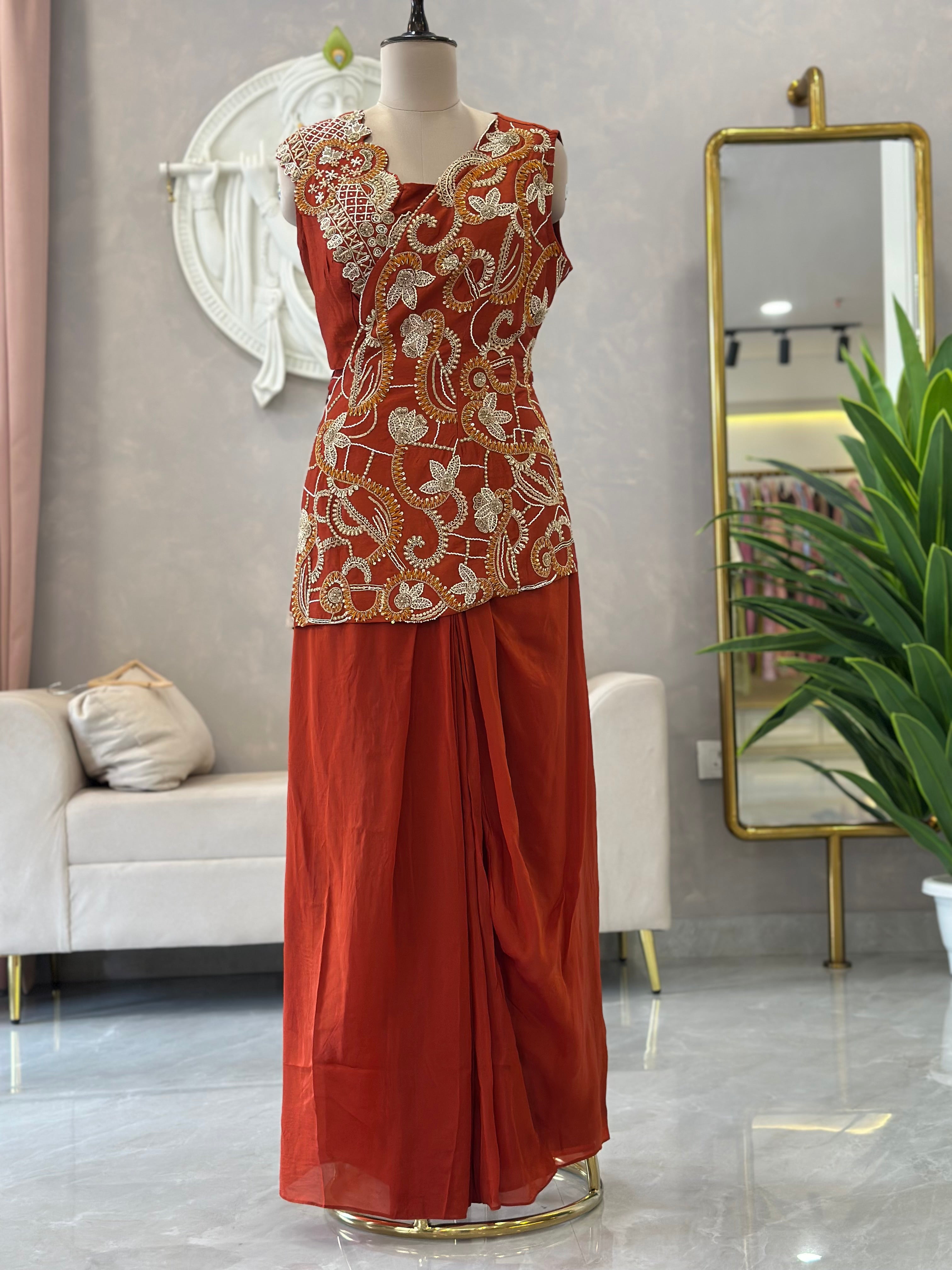 Rust Royal Handwork Drape Set