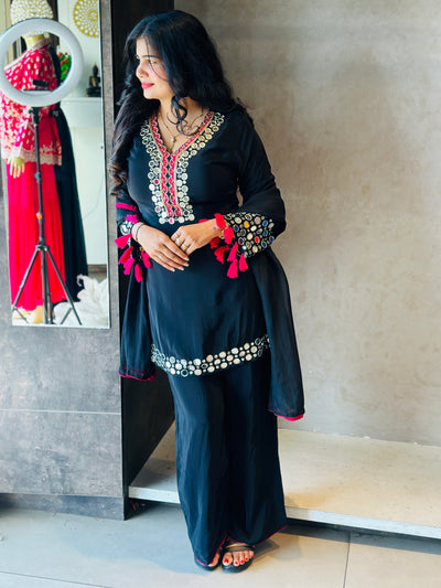 PREMIUM PLAZO SET WITH ORIGINAL MIRROR WORK