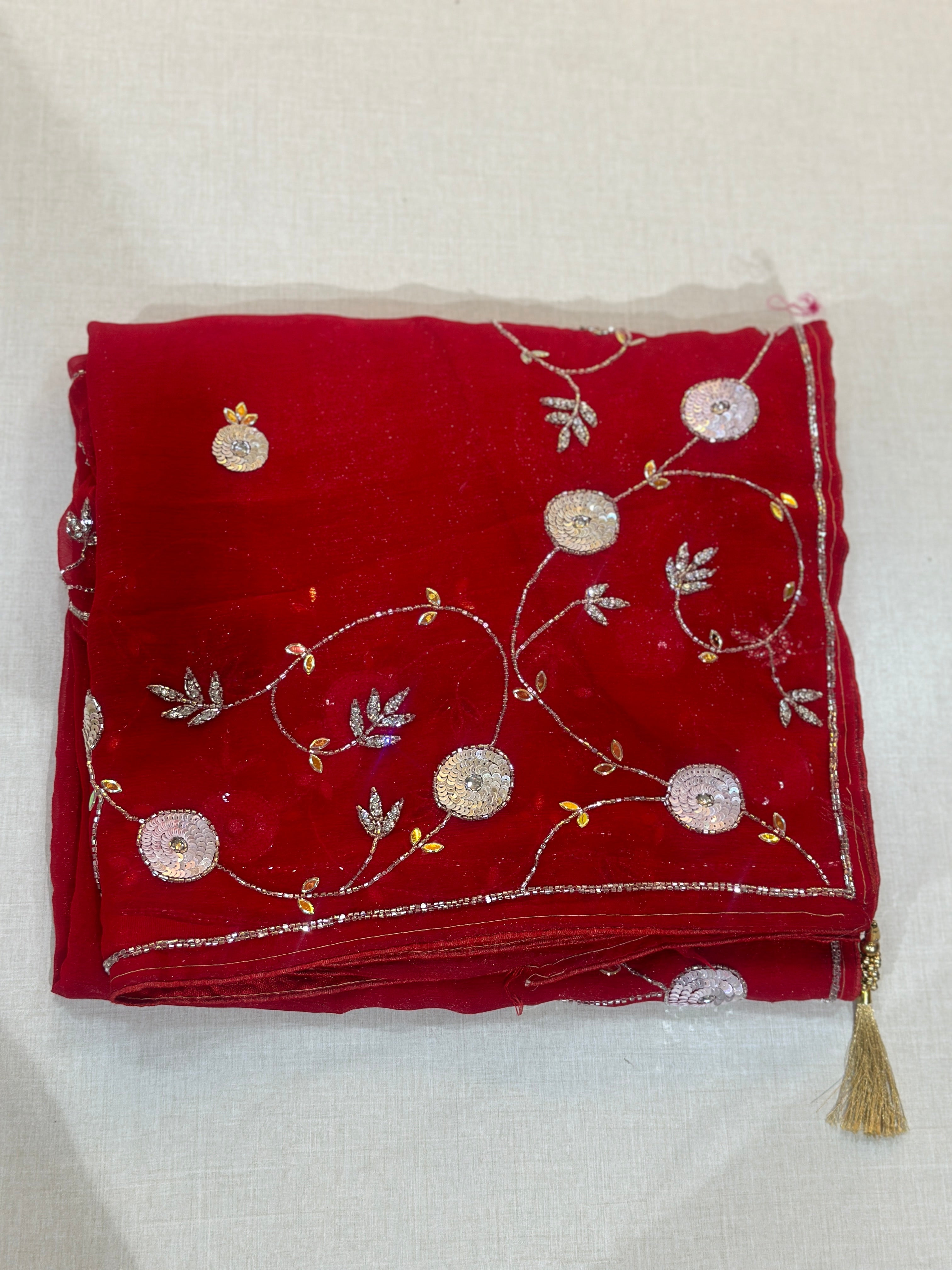 KARWACHOUTH SPECIAL HANDWORK SAREE