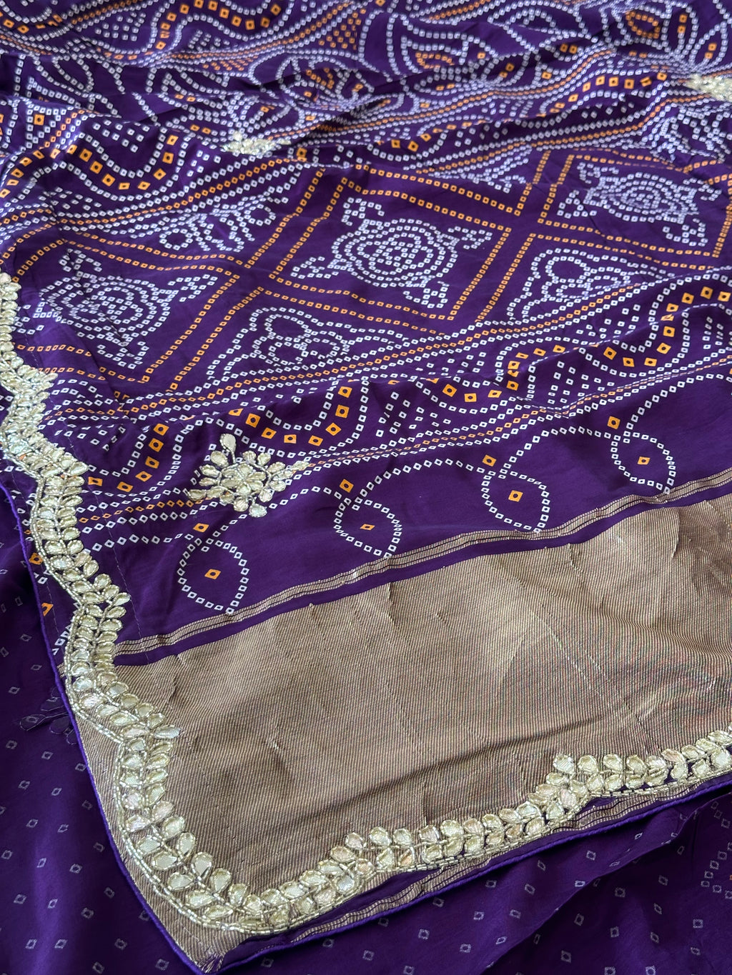 ✨Royal Bandhej Saree with Premium Gota Patti Detailing ✨