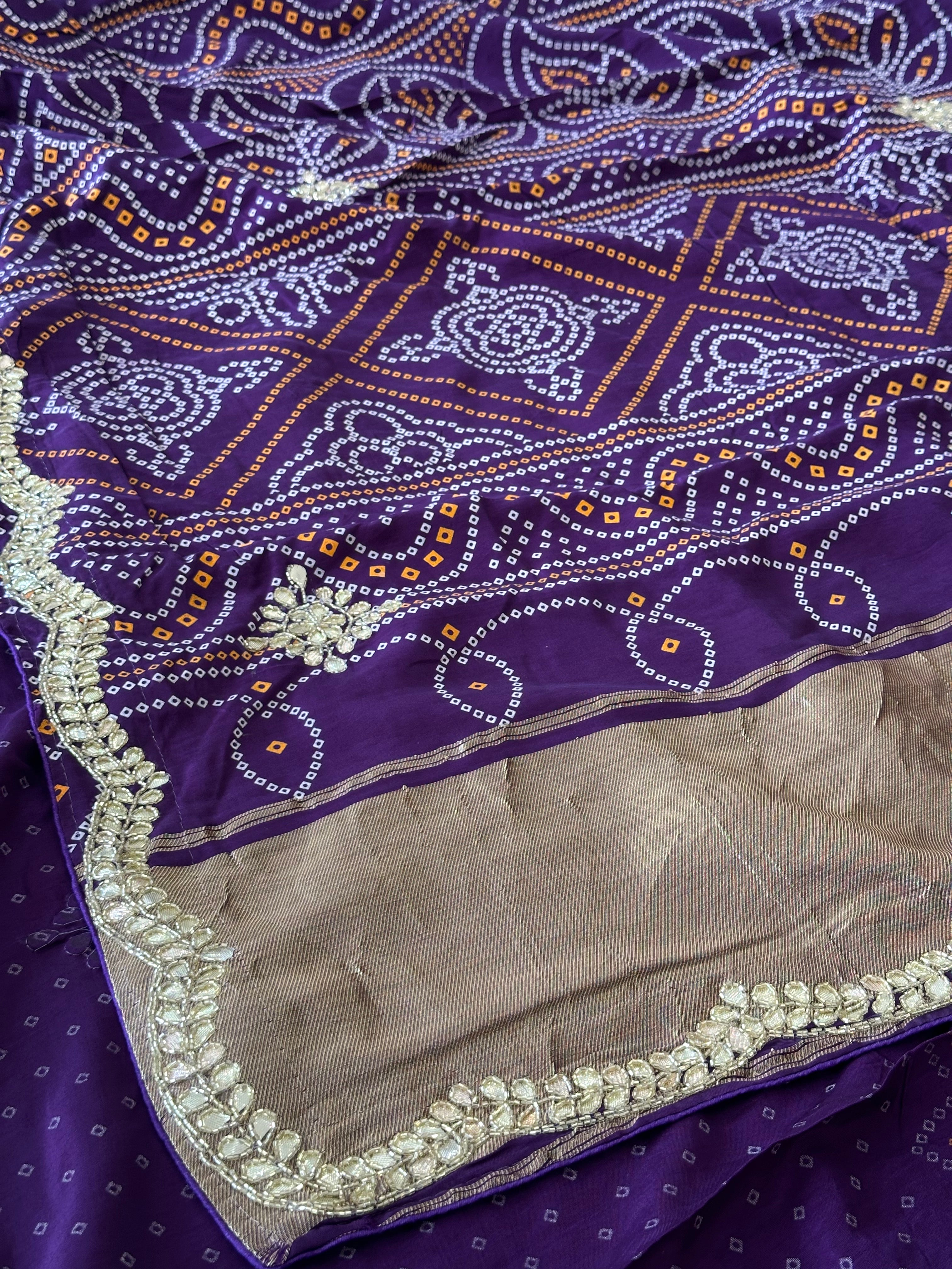 ✨Royal Bandhej Saree with Premium Gota Patti Detailing ✨