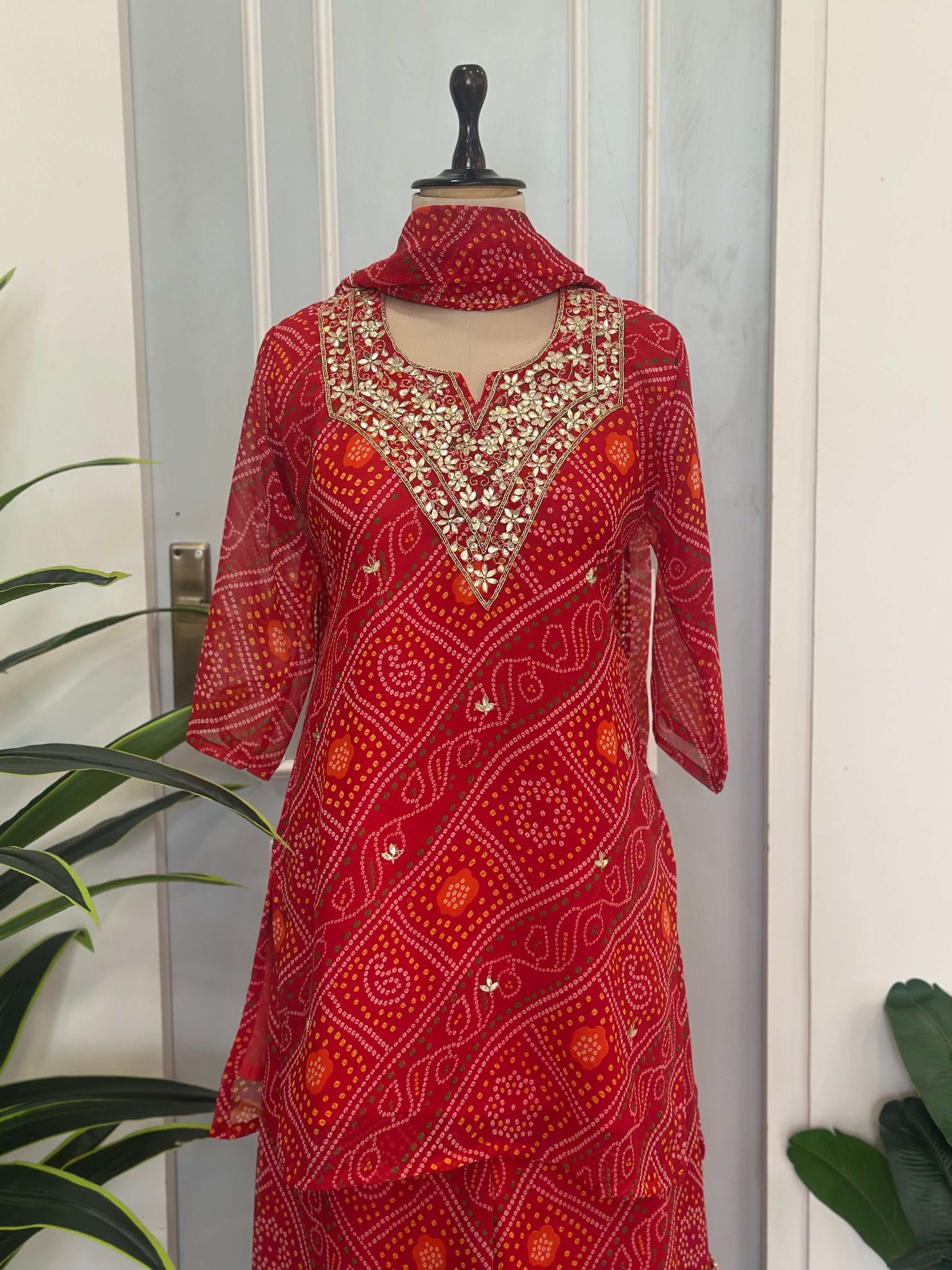 ✨ Traditional Bandhej Handwork Three-Piece Set ✨