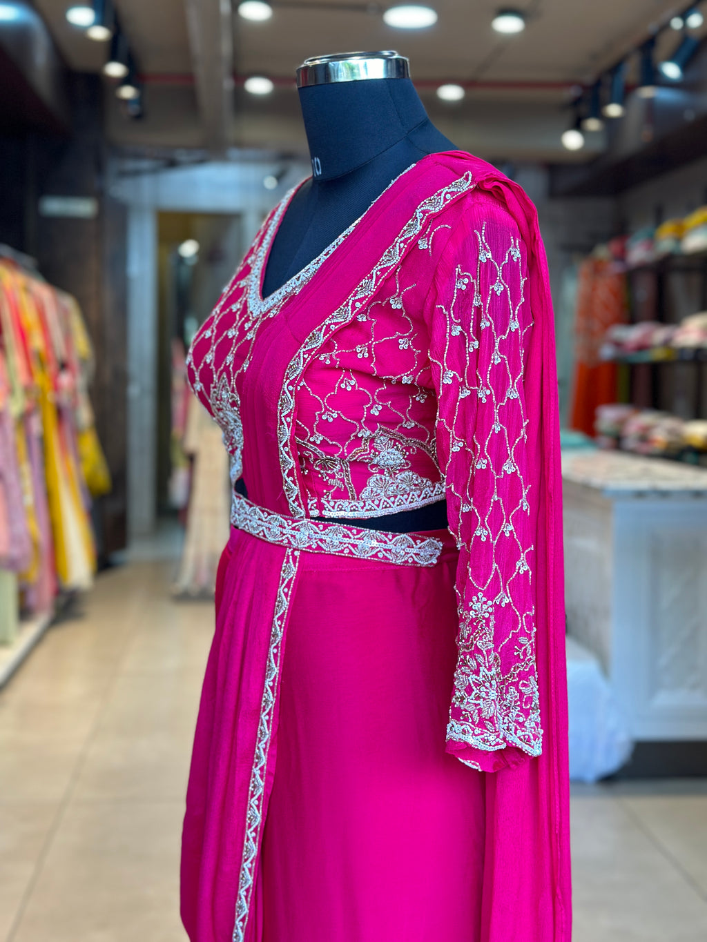 PRE DRAPPED HEAVY HANDWORK SAREE