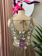 Designer Handwork Blouse Lehenga with Pleated Skirt