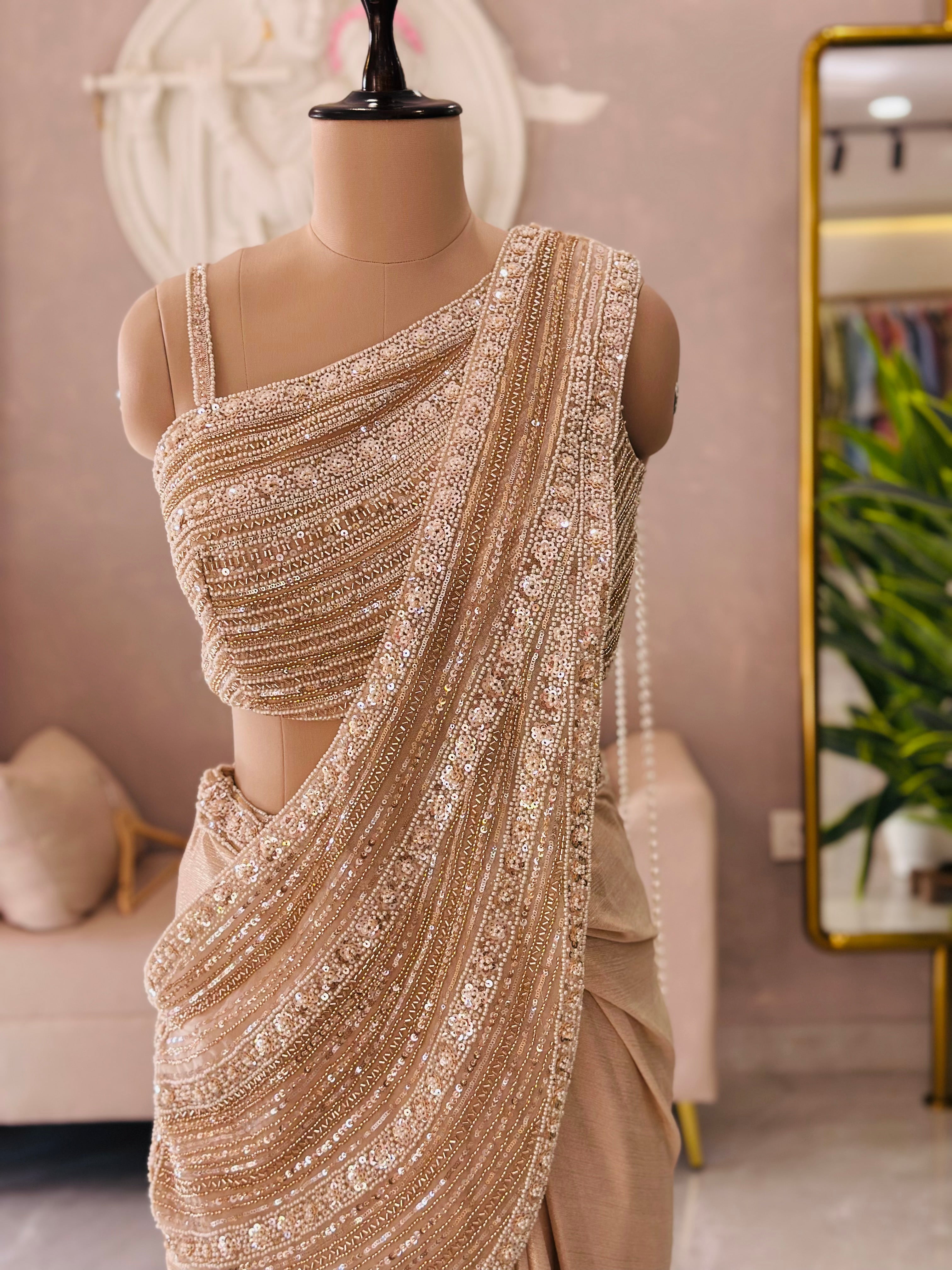 Glamour Pearl Work Saree Set