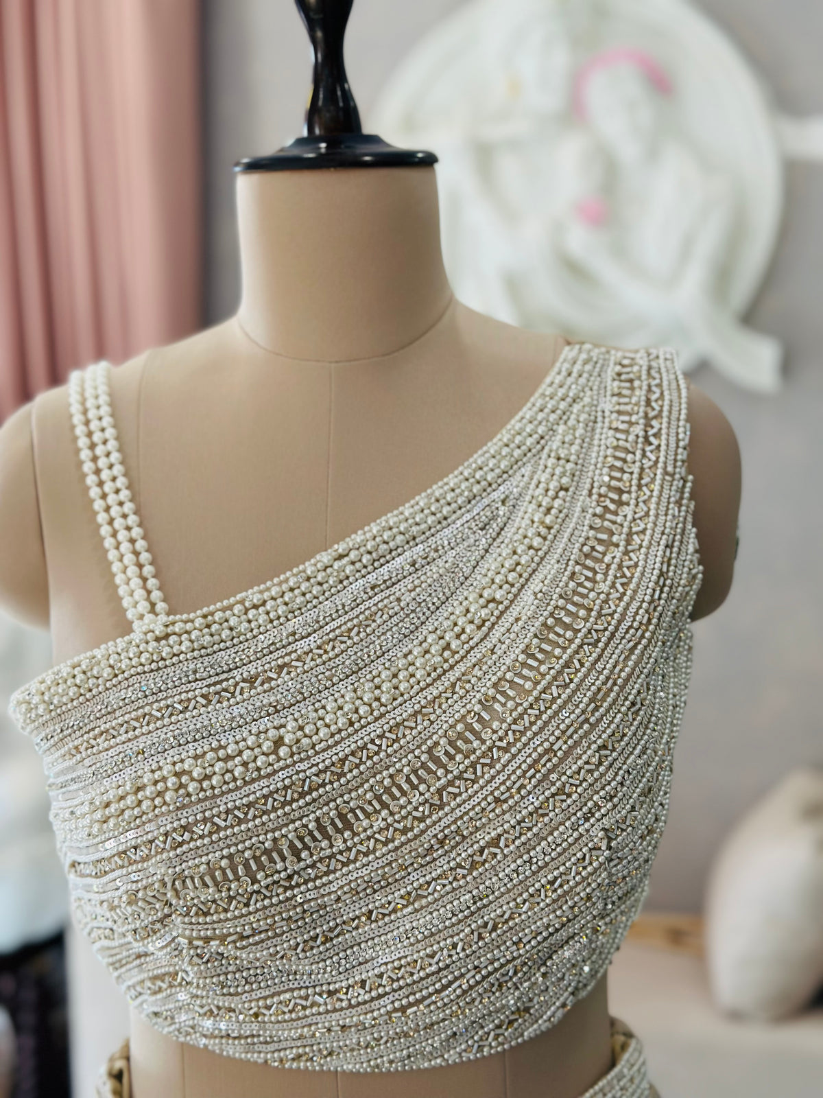 Glamour Pearl Work Saree Set