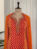 Sunset Leheriya Handwork Kurta Set