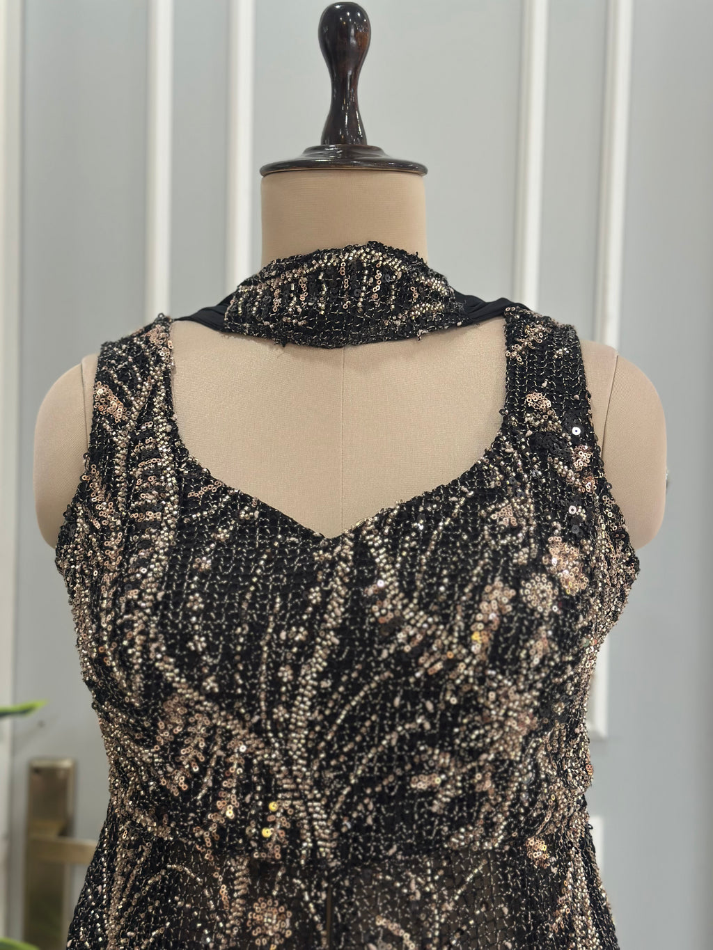 Royal Black Heavy Handwork Occasion Wear Indo-western Set