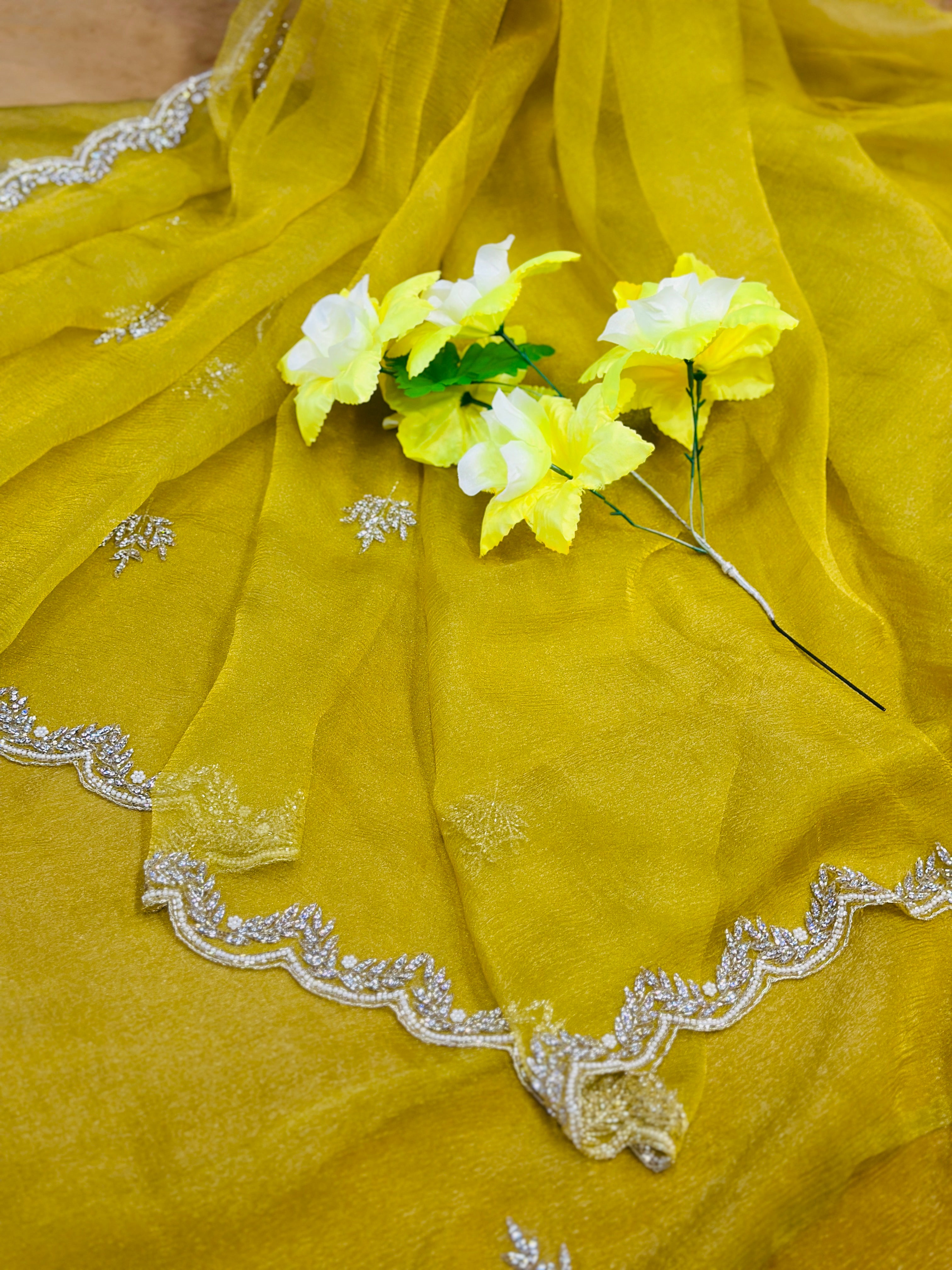 BEAUTIFUL SHADES OF HANDWORK SAREE