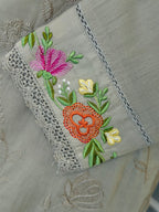 Floral Thread Work Kurta Pant Set With Dupatta