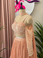 Elegant Off-Shoulder Handwork Lehenga Set