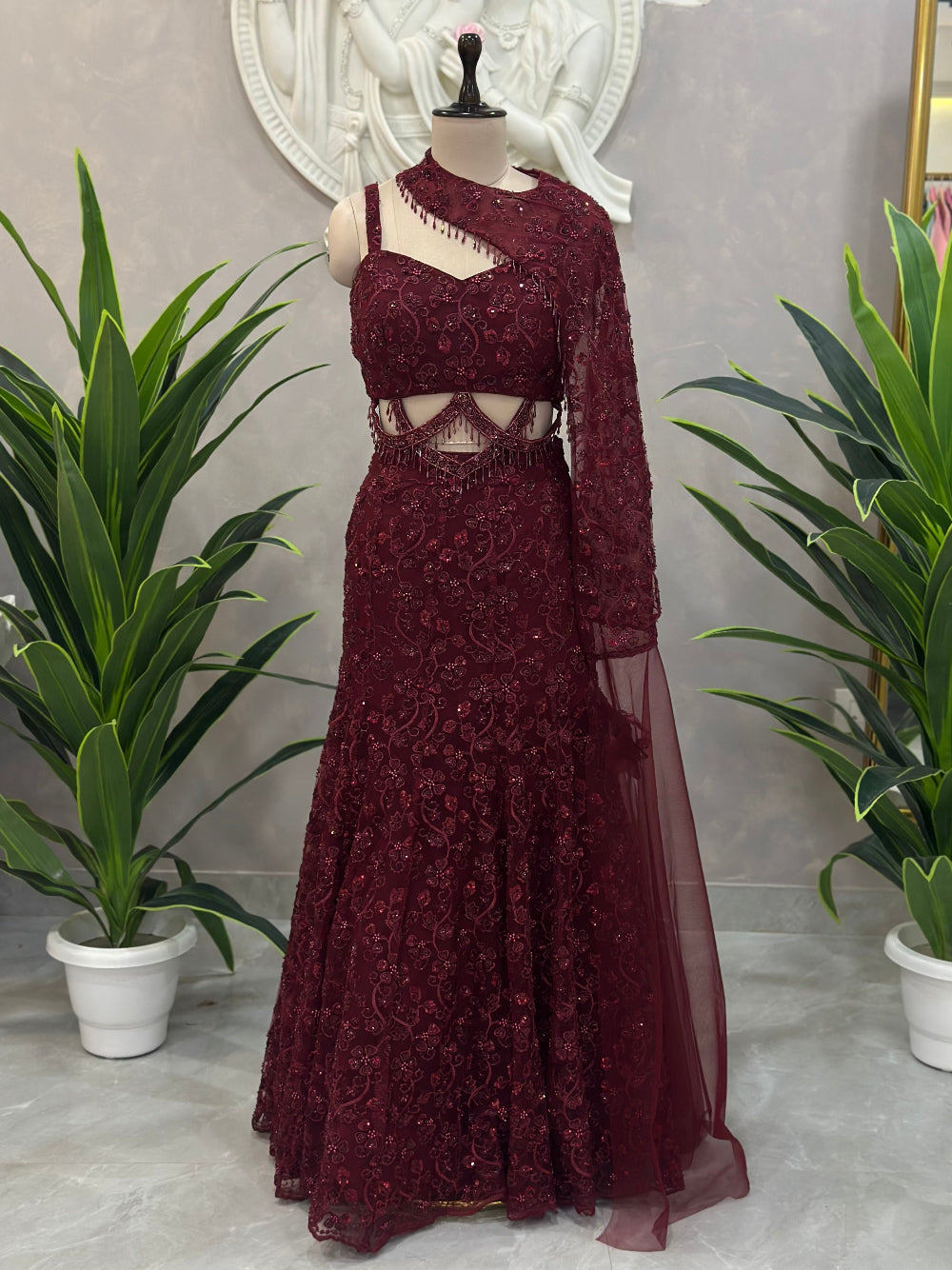 Designer One Shoulder Lehenga Set