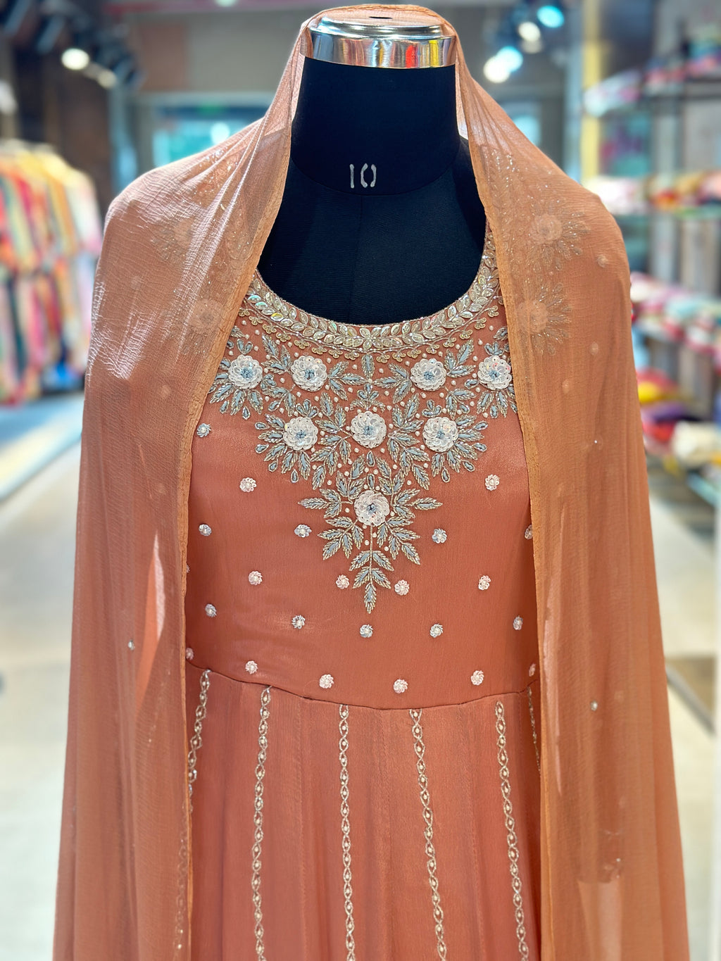 PURE CHINON ANARKALI SUIT SET