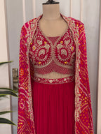 Designer Bandhani Shrug Style Skirt Set