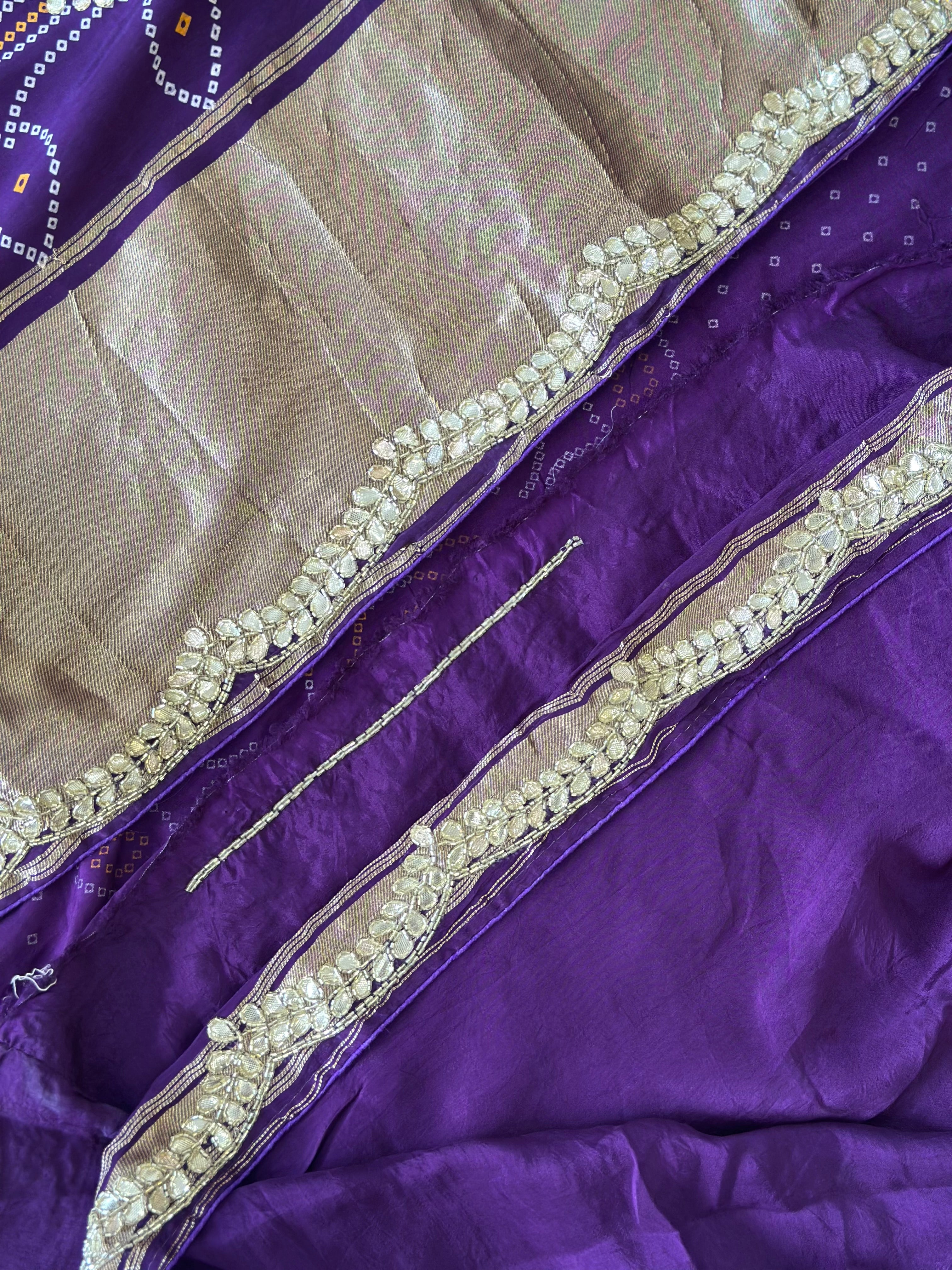 ✨Royal Bandhej Saree with Premium Gota Patti Detailing ✨