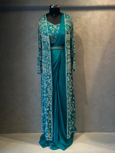 PRE-DRAPPED SAREE SHURG SET