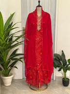 ❤️ Royal Bandhej Handwork Kurta Palazzo Set with Dupatta ❤️