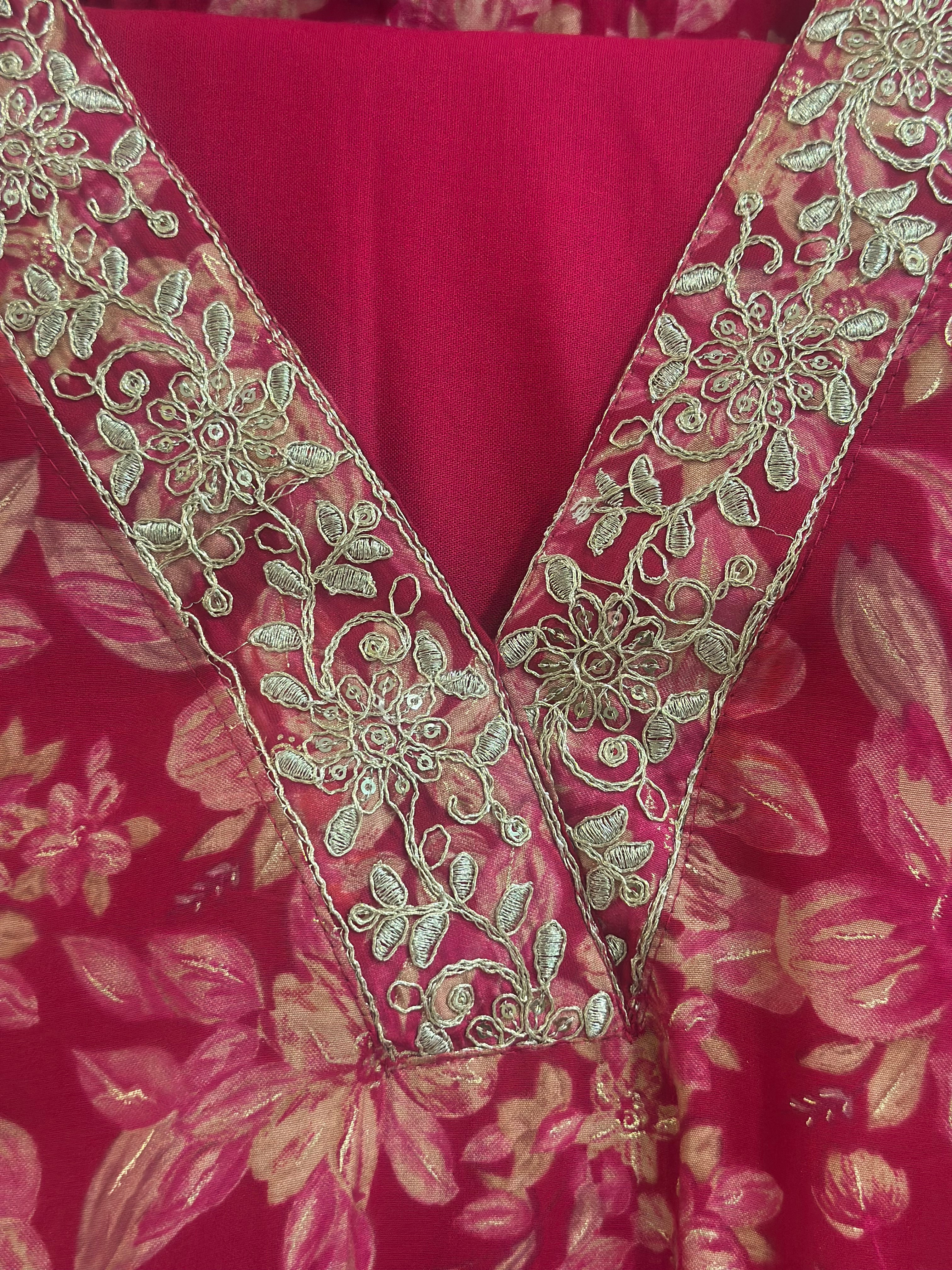 ✨ Floral Print Kurta Set with Chiffon Dupatta ✨