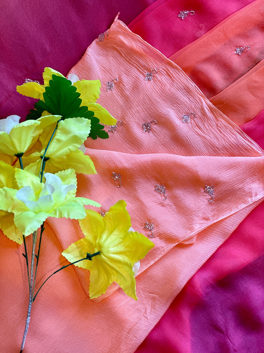 PREMIUM PURE CHIFFON HANDWORK SAREE