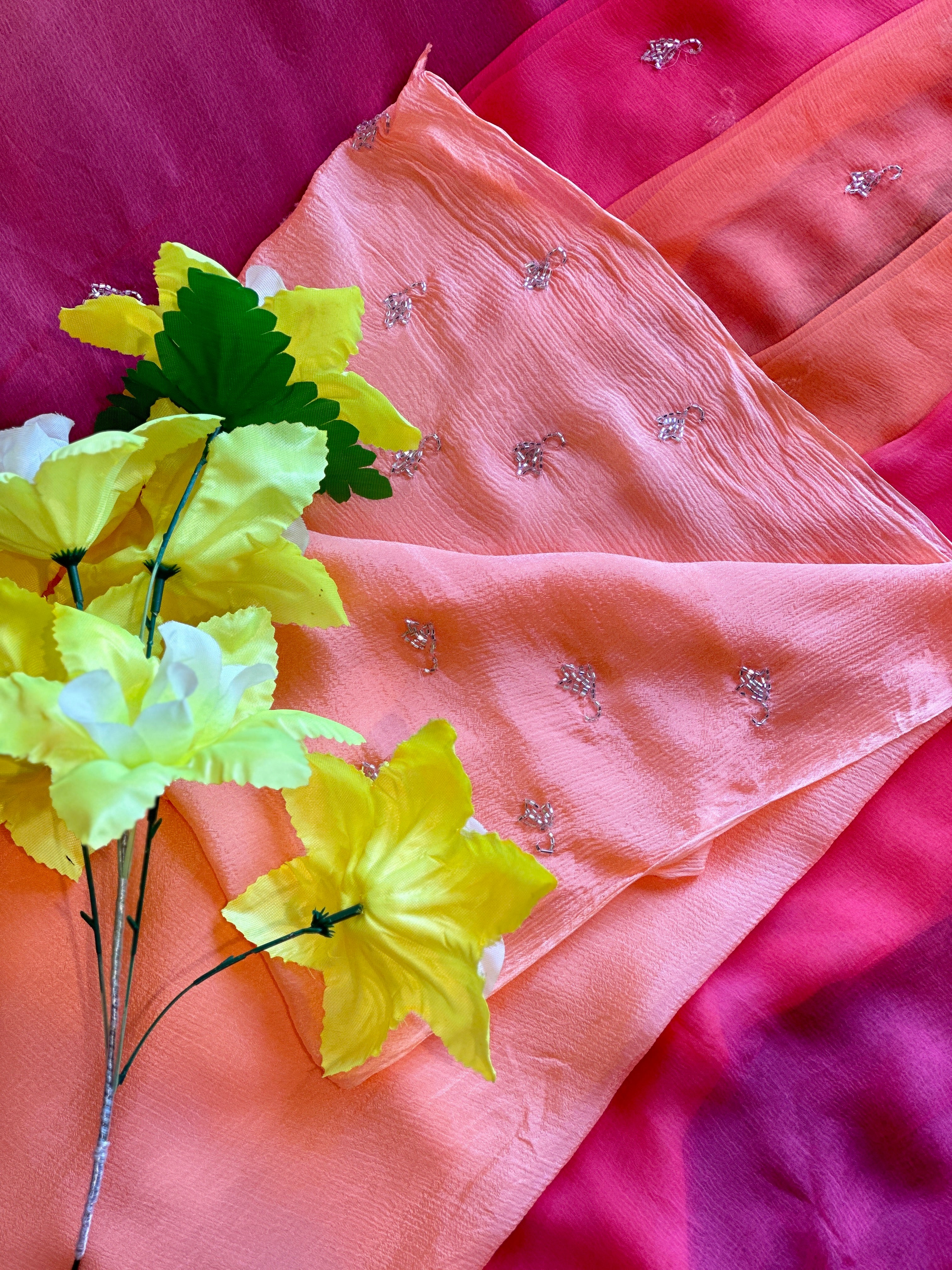 PREMIUM PURE CHIFFON HANDWORK SAREE