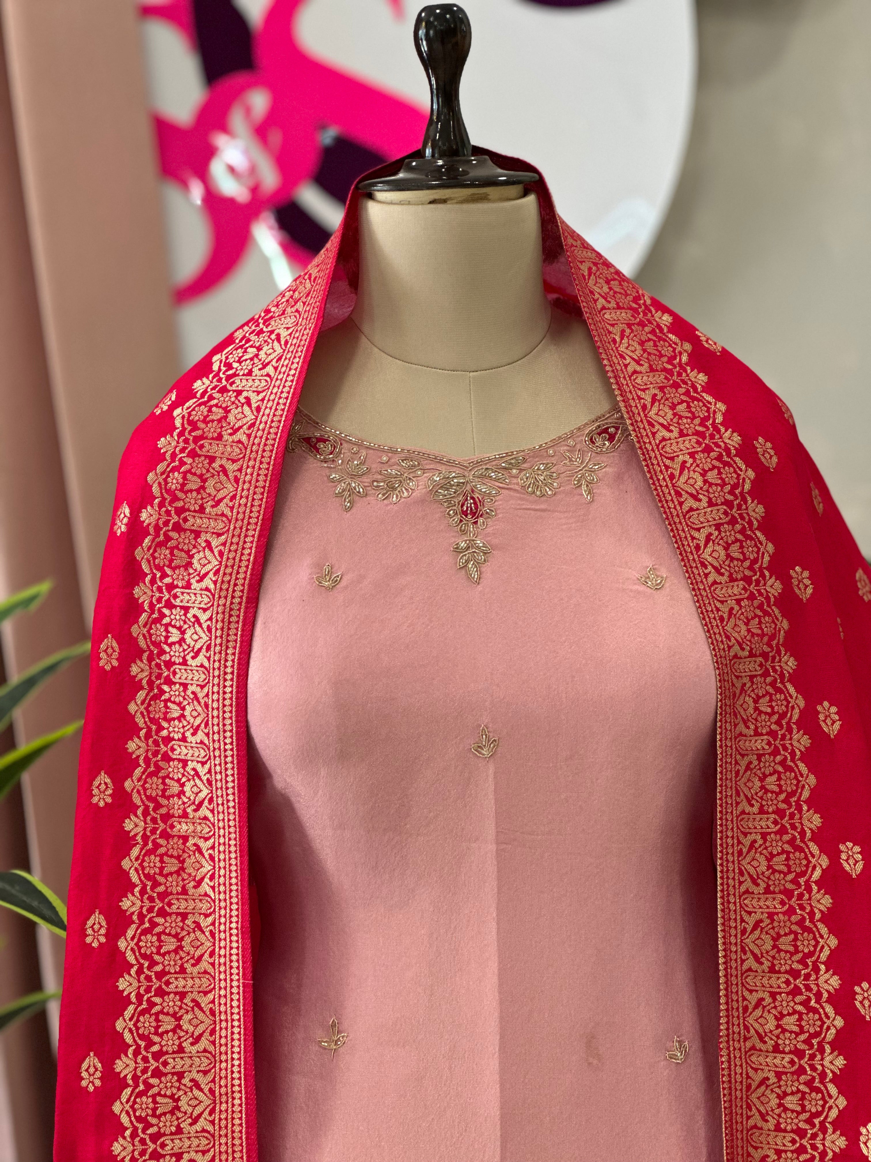 Graceful Plazo Set with Intricate Handwork & Banarasi Dupatta