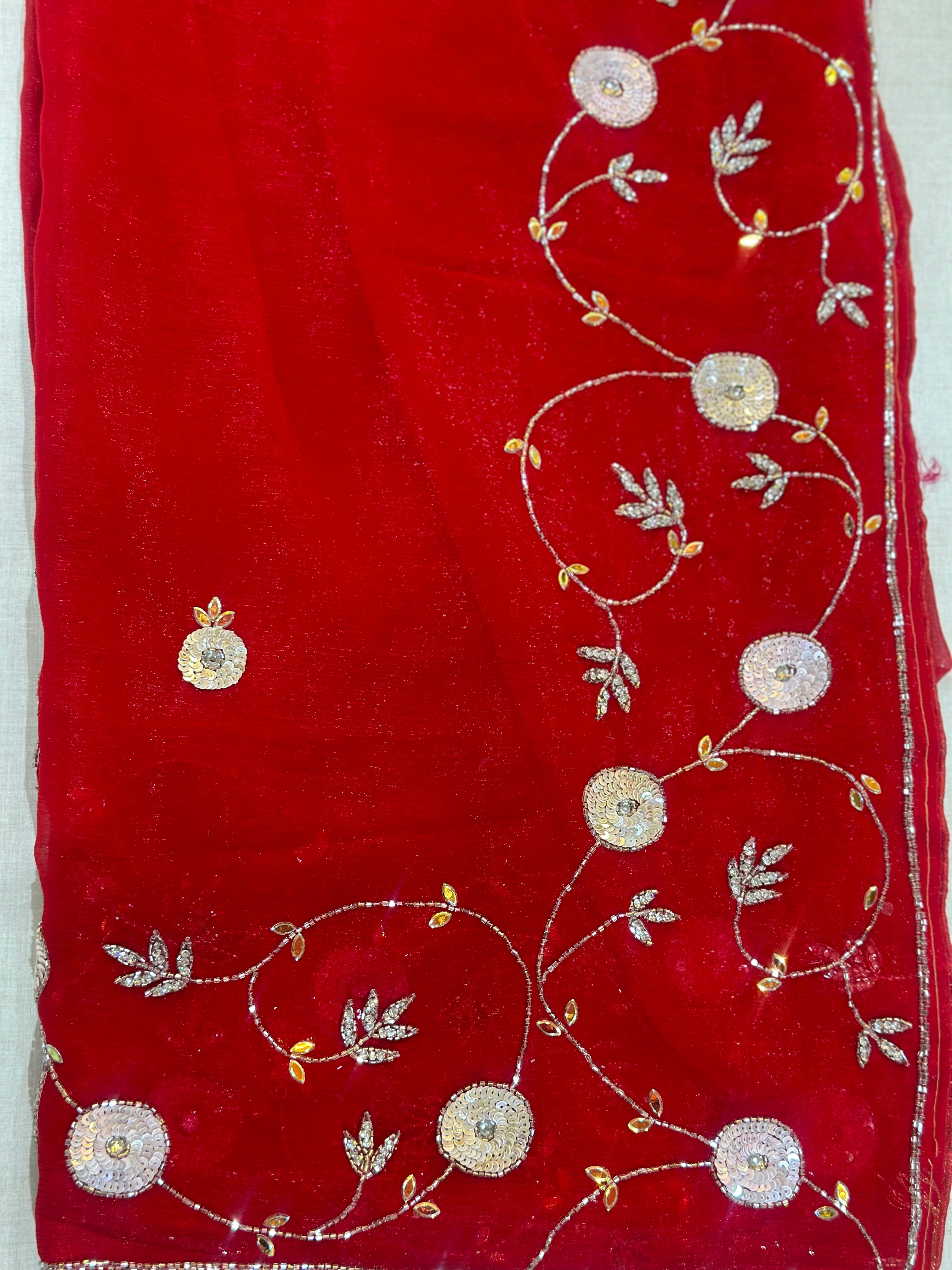 KARWACHOUTH SPECIAL HANDWORK SAREE