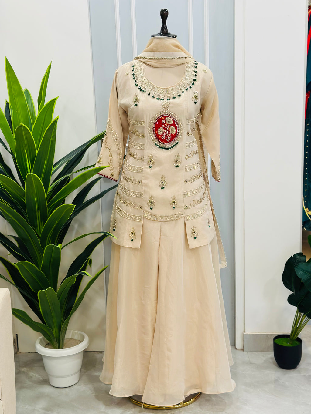 Elegant Suit In Zardozi And Pearl Detailing