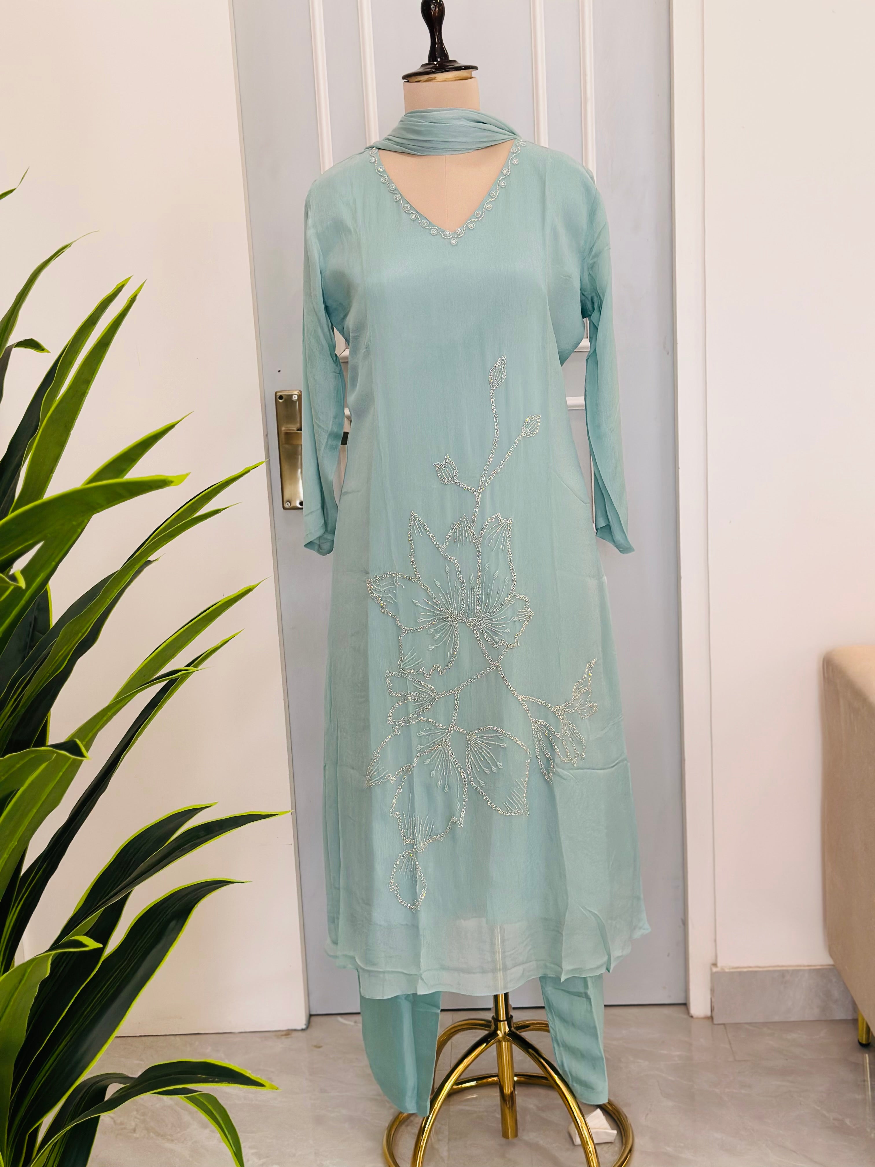 Aline Kurta Set With Handwork