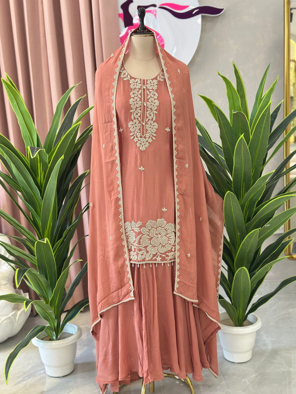 Beautiful Plazo Set With Handwork Detailing