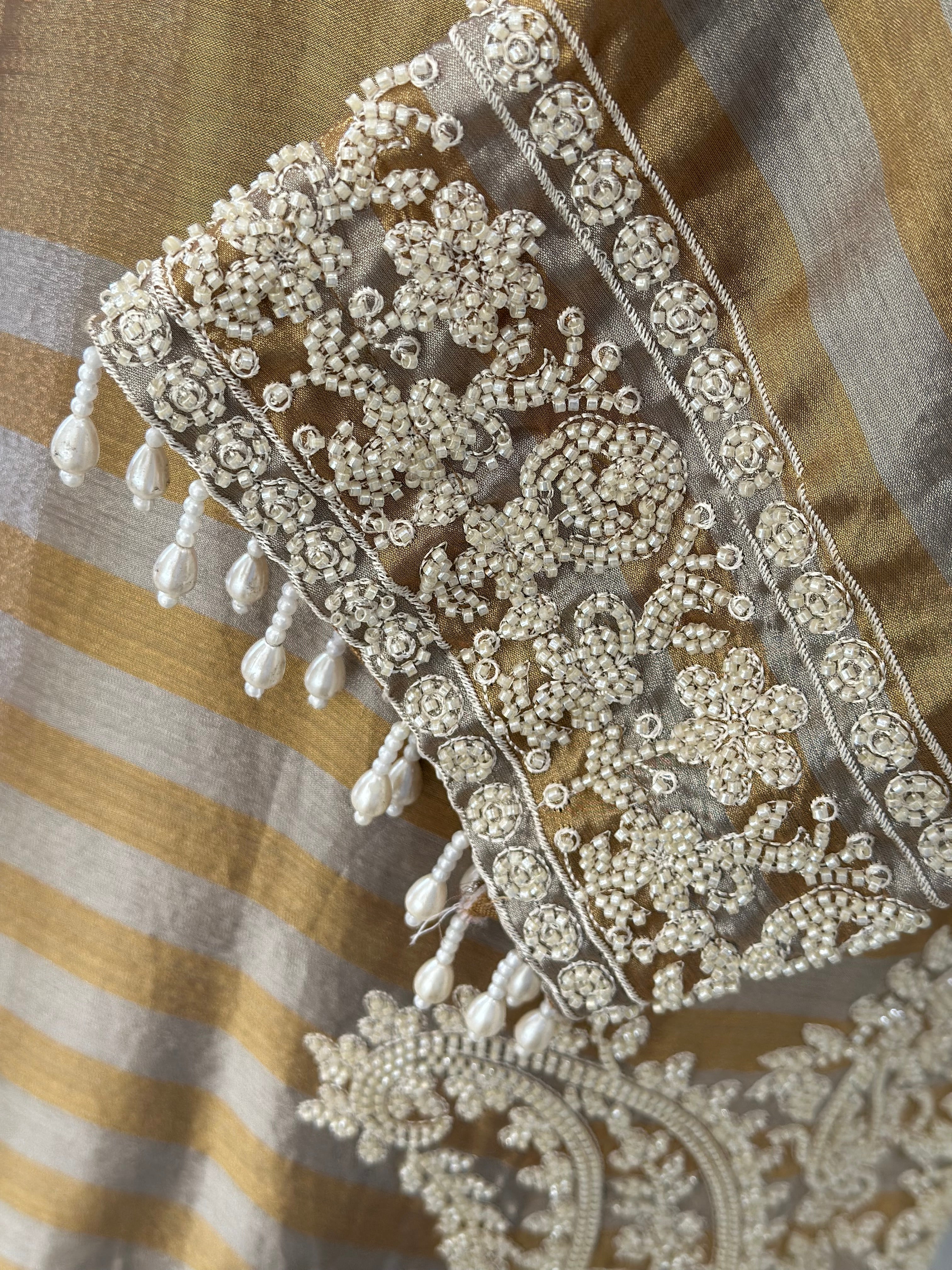 Trendy Farshi Suit Set With Beautiful Pearls Handwork