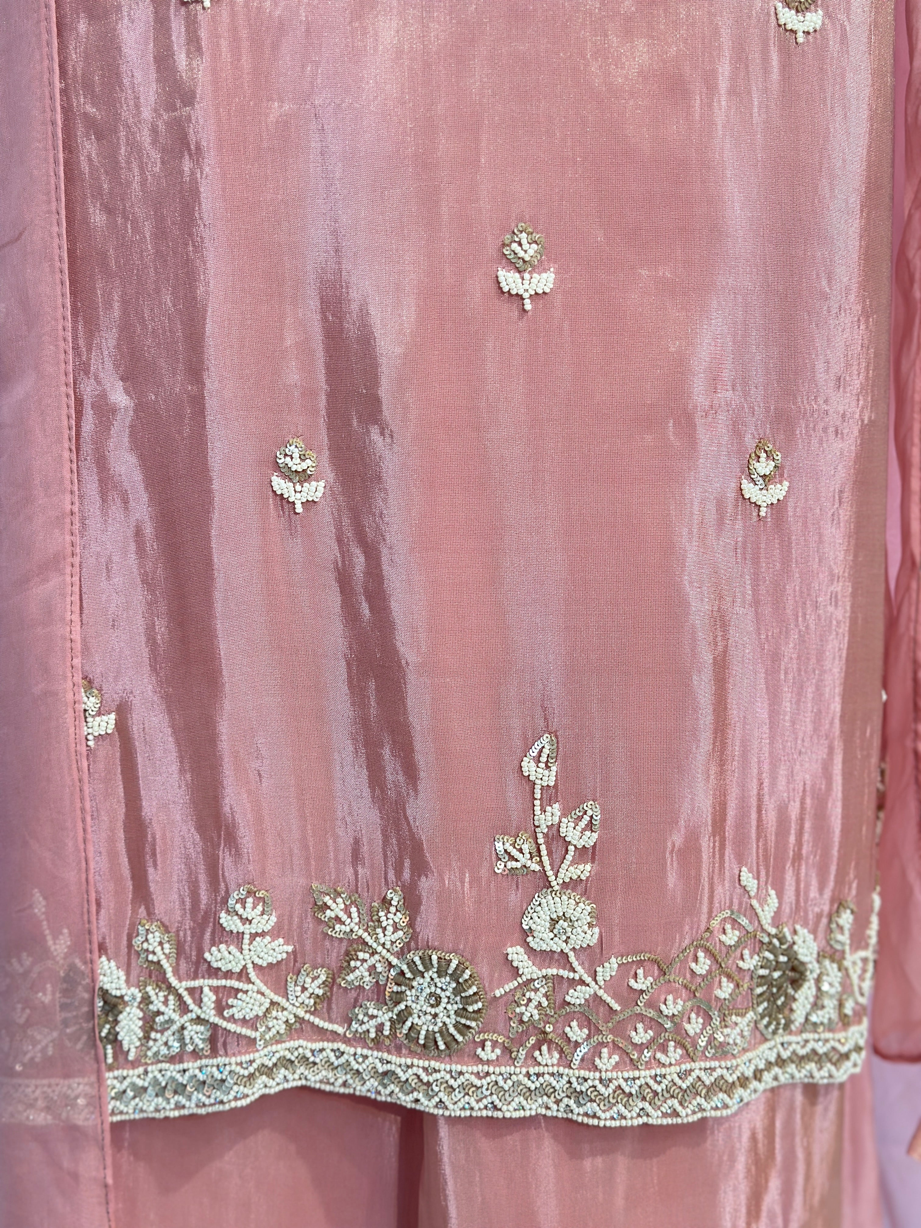 PURE ZARI TISSUE HANDWORK STRAIGHT SUIT SET