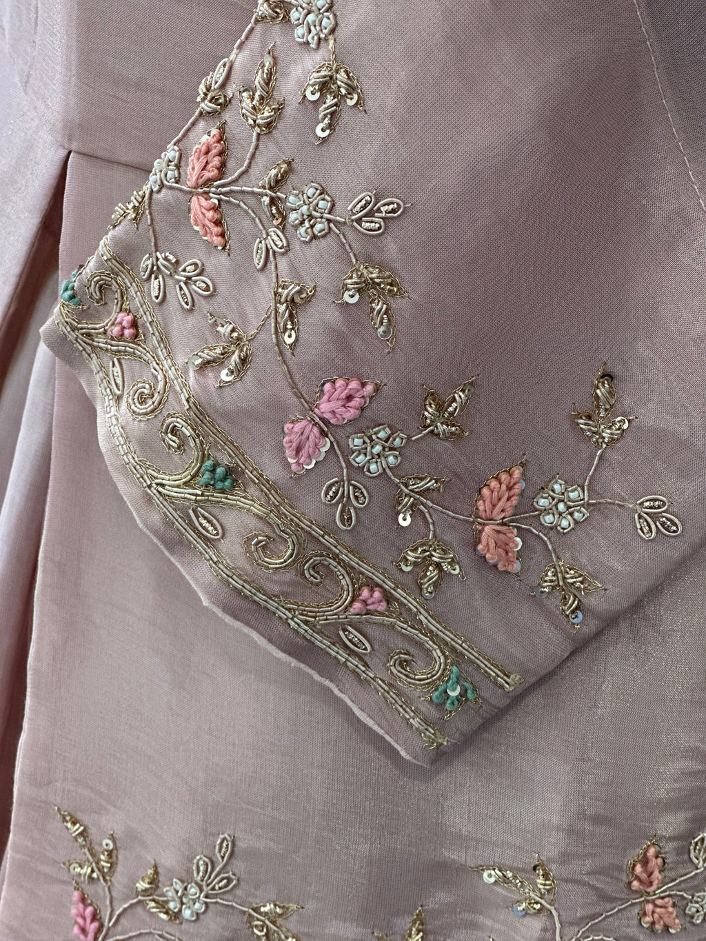 Premium Handwork Pure Zari Tissue Skirt Set